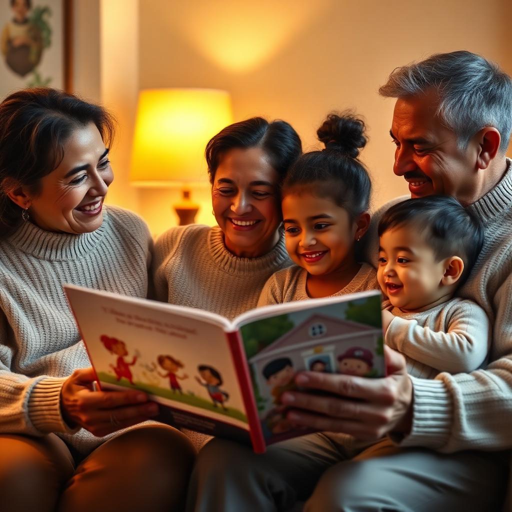 A grandmother opening a wrapped personalized storybook gift
